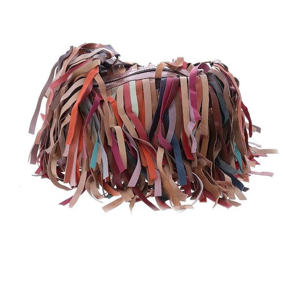 Colorful leather fringed handbag NWT - Picture 3 of 3